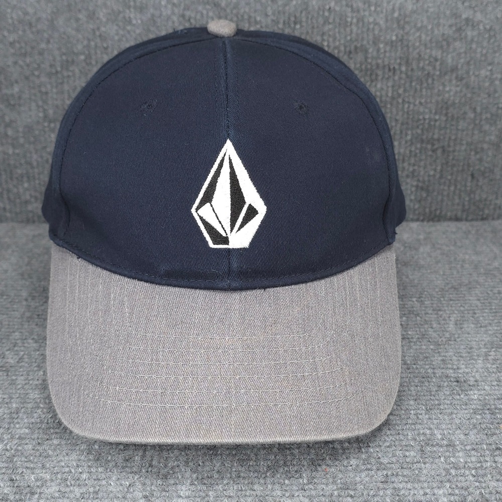 Volcom Hat Cap Fitted L XL Navy Blue Gray Surf Skate Streetwear Skateboard Mens